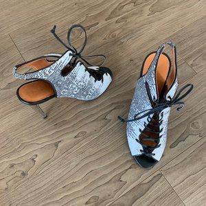 Rebecca Minkoff Black and White Lace-Up Heels